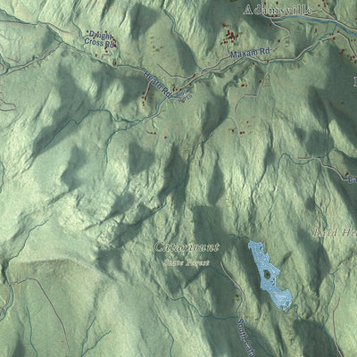 Close-up of the map of Colrain, Massachusetts print showing street and building detail