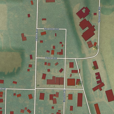 Close-up of the map of Webb, Iowa print showing street and building detail