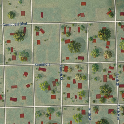 Close-up of the map of San Perlita, Texas print showing street and building detail