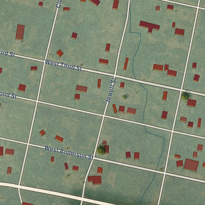 Close-up of the map of Brookville, Kansas print showing street and building detail