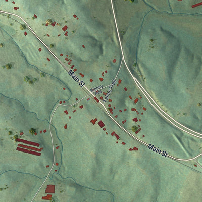 Close-up of the map of Talmo, Georgia print showing street and building detail