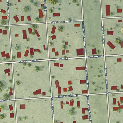 Close-up of the map of Rutland, Illinois print showing street and building detail
