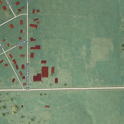 Close-up of the map of Mead, Oklahoma print showing street and building detail