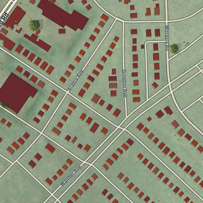 Close-up of the map of Beverly Hills, Maryland print showing street and building detail