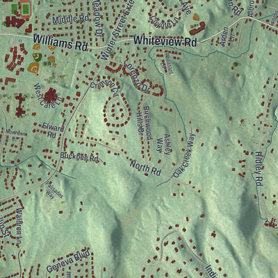 Close-up of the map of North Greenbush, New York print showing street and building detail