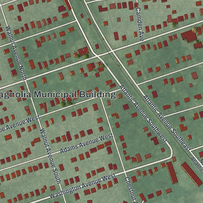 Close-up of the map of Magnolia, New Jersey print showing street and building detail