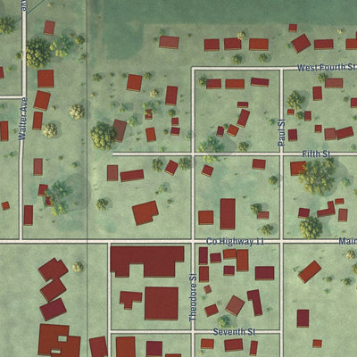 Close-up of the map of McNabb, Illinois print showing street and building detail