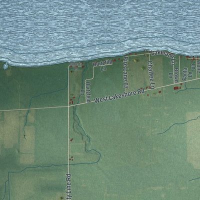 Close-up of the map of Yates, New York print showing street and building detail