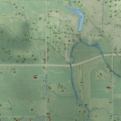 Close-up of the map of Longwood, Wisconsin print showing street and building detail