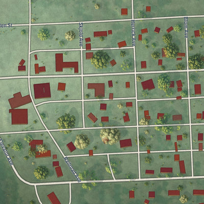 Close-up of the map of Astoria, South Dakota print showing street and building detail