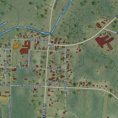 Close-up of the map of Vernon, Florida print showing street and building detail