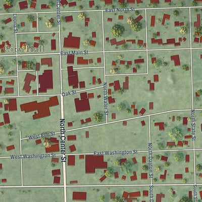 Close-up of the map of Durand, Illinois print showing street and building detail