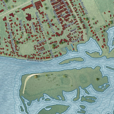 Close-up of the map of Cedar Point, North Carolina print showing street and building detail