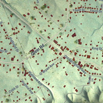 Close-up of the map of Ridgetop, Tennessee print showing street and building detail