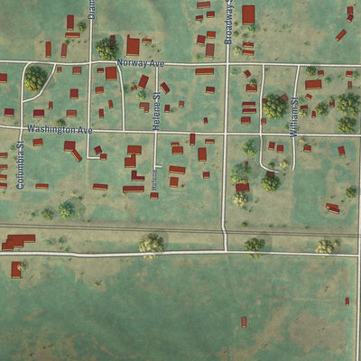Close-up of the map of Palermo, North Dakota print showing street and building detail
