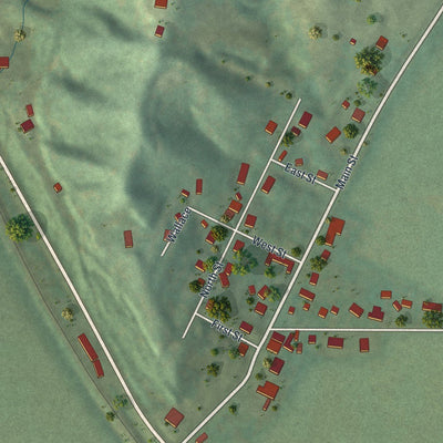 Close-up of the map of Farley, Missouri print showing street and building detail