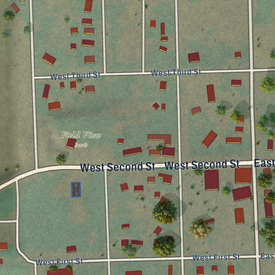 Close-up of the map of Prescott, Washington print showing street and building detail