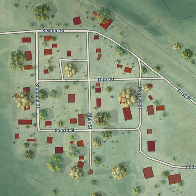 Close-up of the map of McLean, Nebraska print showing street and building detail