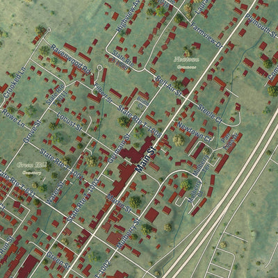 Close-up of the map of Stephens City, Virginia print showing street and building detail