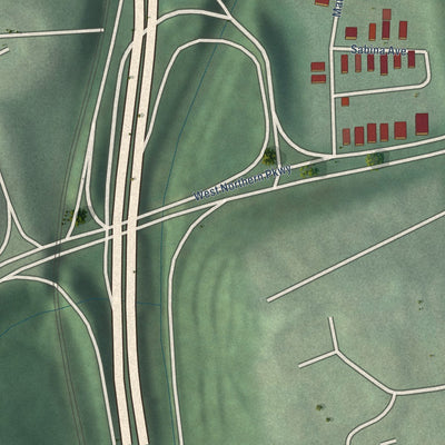 Close-up of the map of Sabina-Mattfeldt, Maryland print showing street and building detail