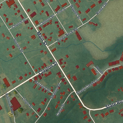 Close-up of the map of Dagsboro, Delaware print showing street and building detail