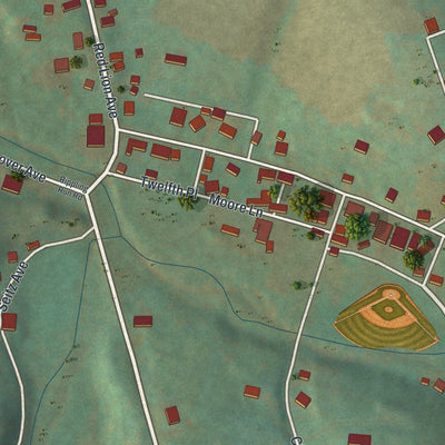 Close-up of the map of Felton, Pennsylvania print showing street and building detail
