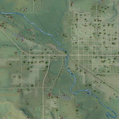Close-up of the map of the Town of Reedsburg, Wisconsin print showing street and building detail