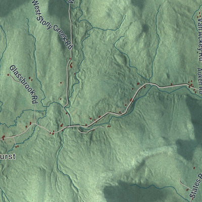 Close-up of the map of Stony Creek, New York print showing street and building detail