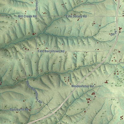 Close-up of the map of the Town of Mineral Point, Wisconsin print showing street and building detail
