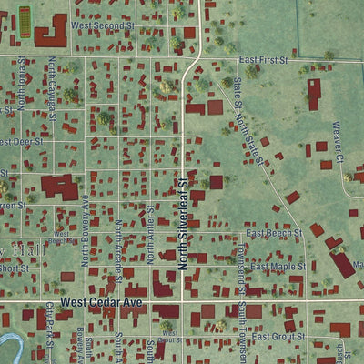 Close-up of the map of Gladwin, Michigan print showing street and building detail