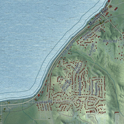 Close-up of the map of Acme, Michigan print showing street and building detail
