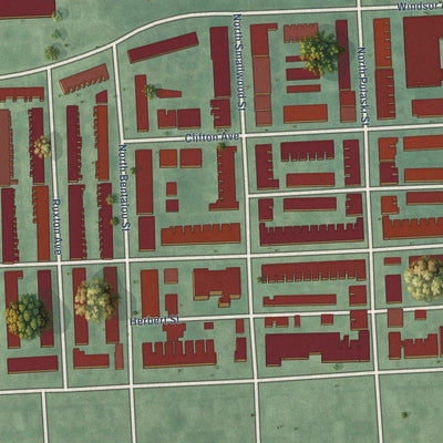 Close-up of the map of Mondawmin, Maryland print showing street and building detail
