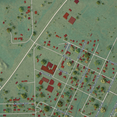 Close-up of the map of Cameron, Oklahoma print showing street and building detail