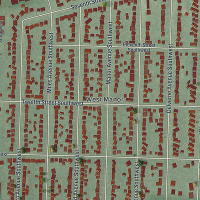 Close-up of the map of Reedurban, Ohio print showing street and building detail