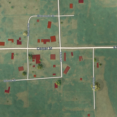 Close-up of the map of Ludden, North Dakota print showing street and building detail