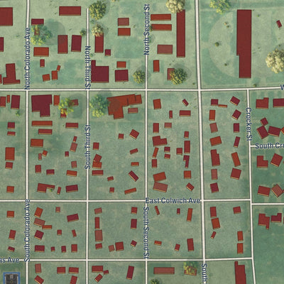 Close-up of the map of Colwich, Kansas print showing street and building detail