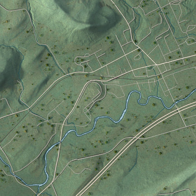 Close-up of the map of Seward, New York print showing street and building detail