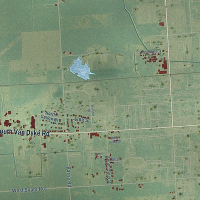 Close-up of the map of Colfax, Huron County, Michigan print showing street and building detail
