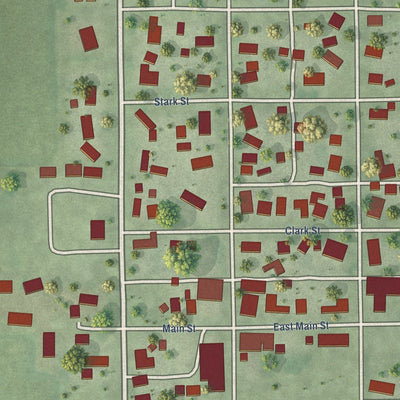 Close-up of the map of Sidell, Illinois print showing street and building detail