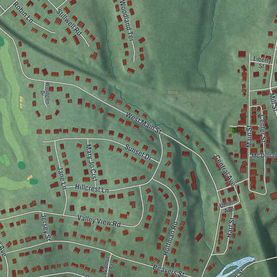 Close-up of the map of High Bridge, New Jersey print showing street and building detail