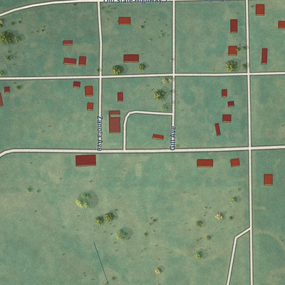 Close-up of the map of Centrahoma, Oklahoma print showing street and building detail