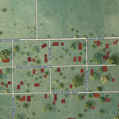Close-up of the map of Coalton, Illinois print showing street and building detail