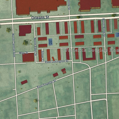 Close-up of the map of Dunbar-Broadway, Maryland print showing street and building detail