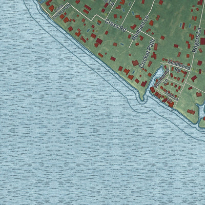 Close-up of the map of Remsenburg-Speonk, New York print showing street and building detail