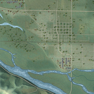 Close-up of the map of Buena Vista, Richland County, Wisconsin print showing street and building detail