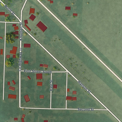 Close-up of the map of Evan, Minnesota print showing street and building detail