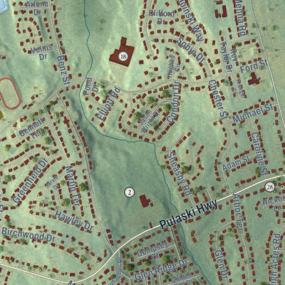 Close-up of the map of Ansonia, Connecticut print showing street and building detail