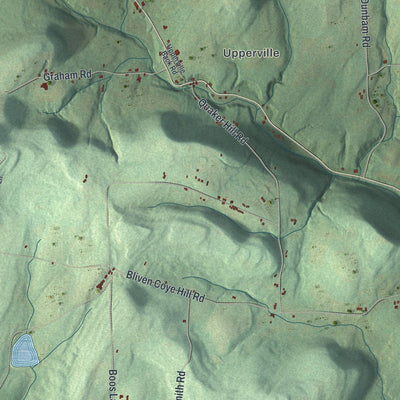 Close-up of the map of Smyrna, New York print showing street and building detail