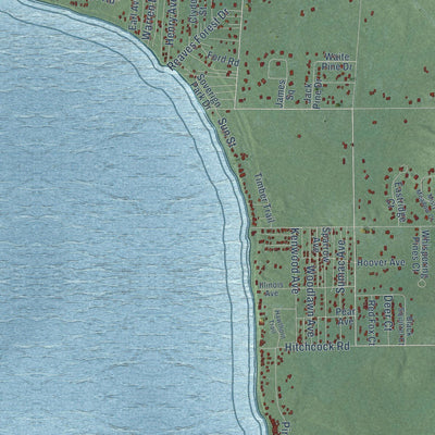 Close-up of the map of Gerrish, Michigan print showing street and building detail