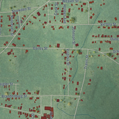 Close-up of the map of East Brewton, Alabama print showing street and building detail